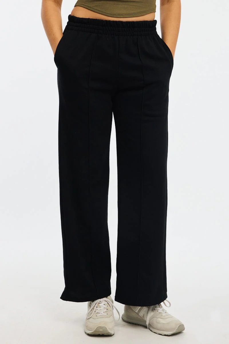 Black Track Pants Wide Leg - Image 2