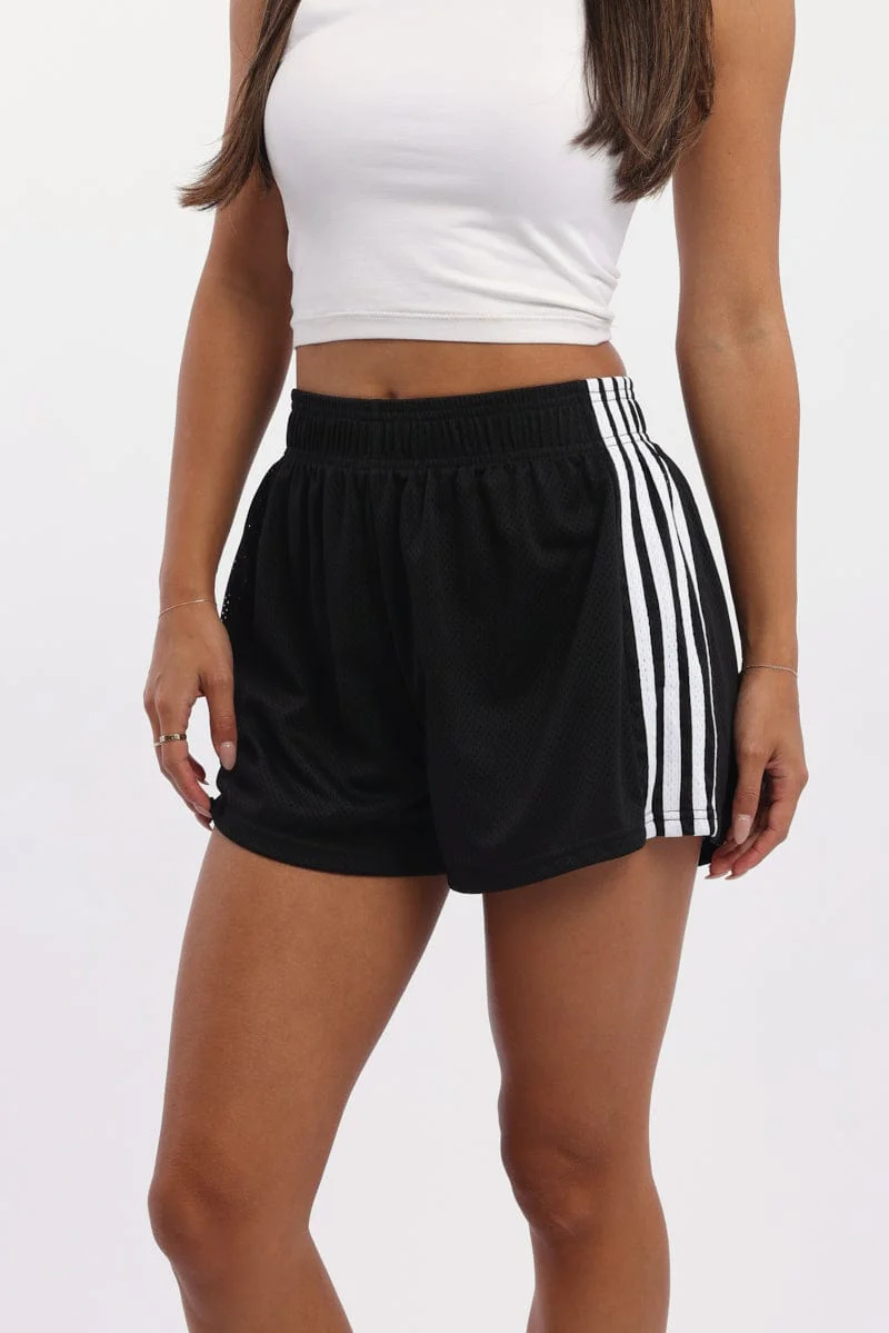 Black Track Shorts Side Stripe - Image 3