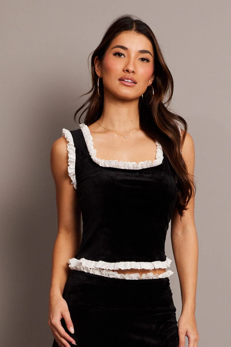 Black Velvet Top Sleeveless - Image 3