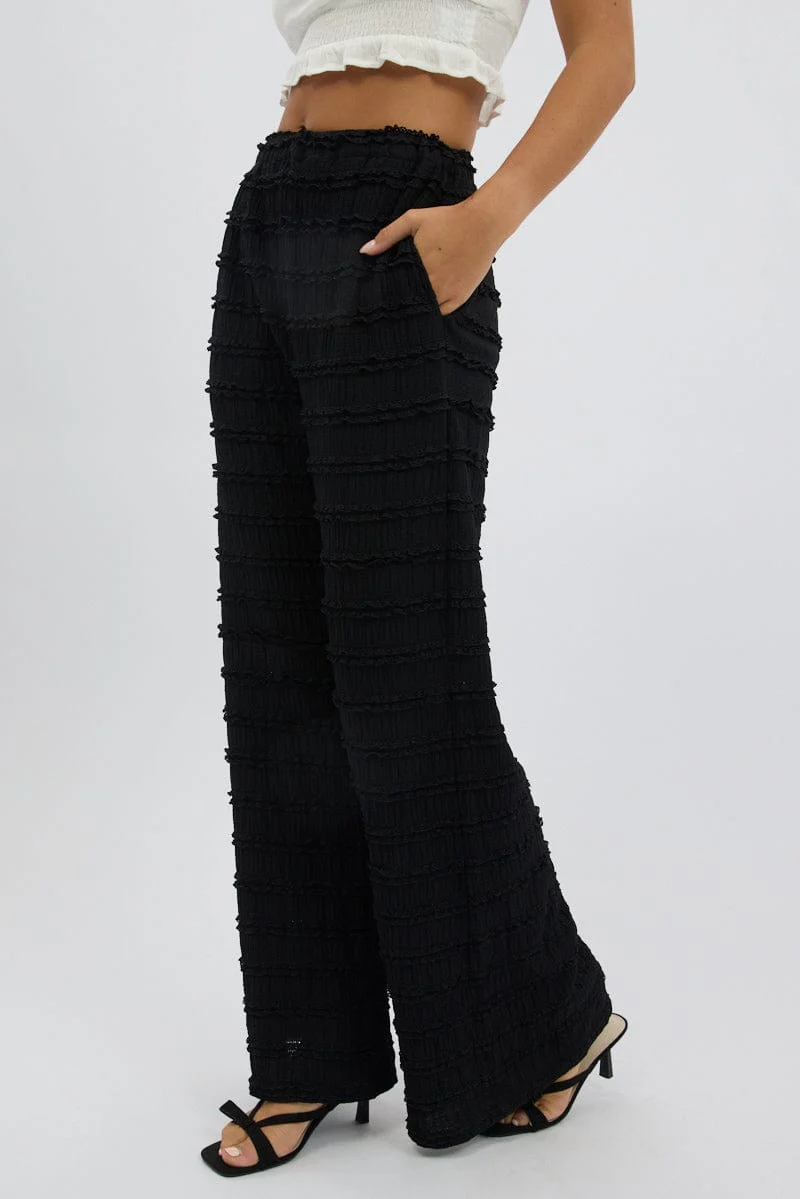 Black Wide Leg Pant Lace - Image 4