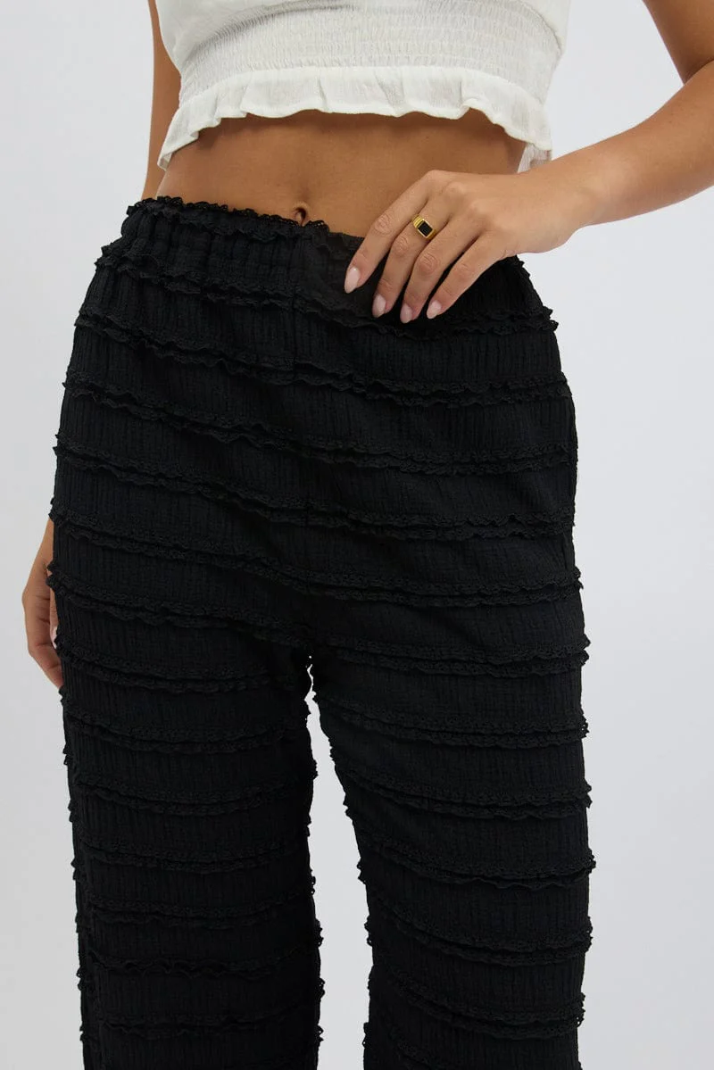 Black Wide Leg Pant Lace - Image 6