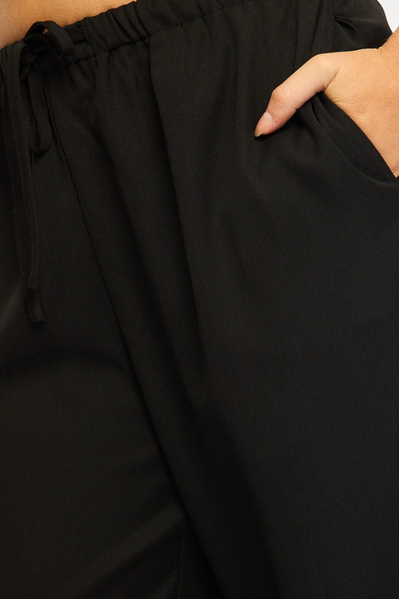 Black Wide Leg Pants Elasticated Waist - Image 5