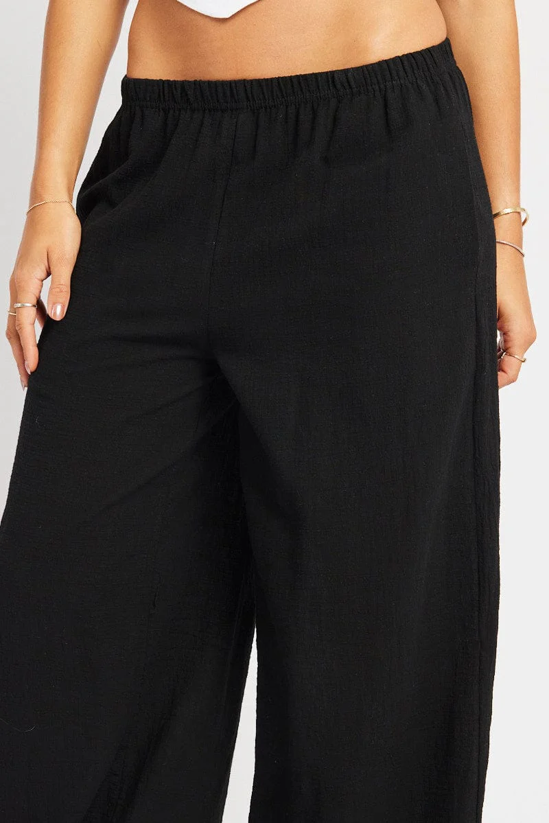Black Wide Leg Pants High Rise - Image 6