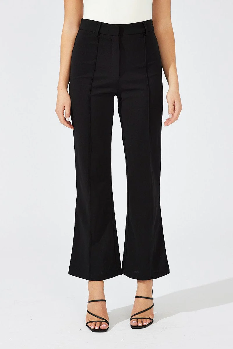 Black Wide Leg Pants High Rise Workwear - Image 2