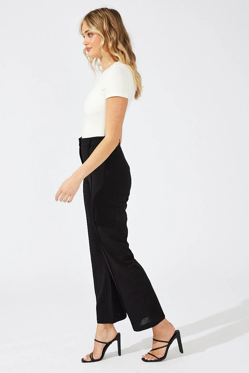 Black Wide Leg Pants High Rise Workwear - Image 4