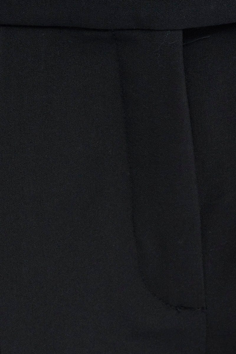 Black Wide Leg Pants Turn Down Waist Low Rise - Image 6