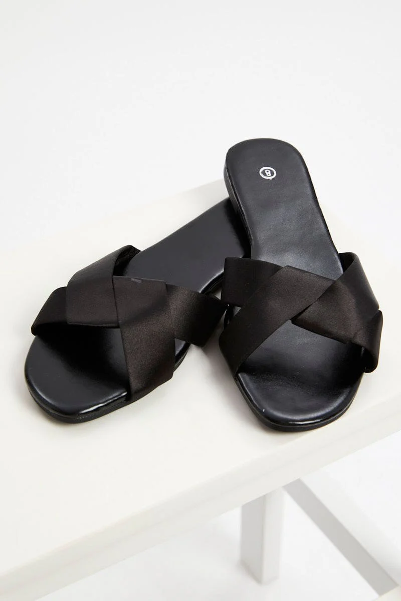 Black Woven Flat Slides - Image 2