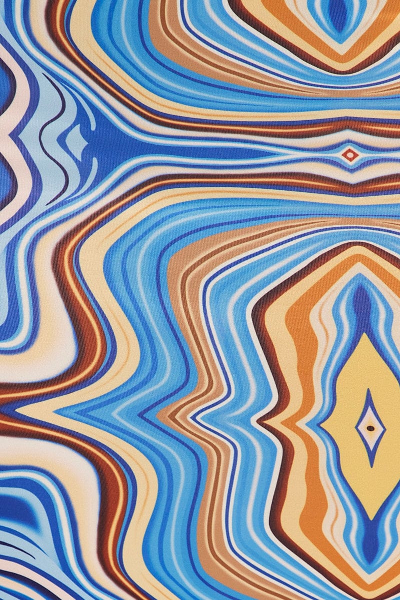 Blue Abstract Abstract Midi Skirt - Image 6