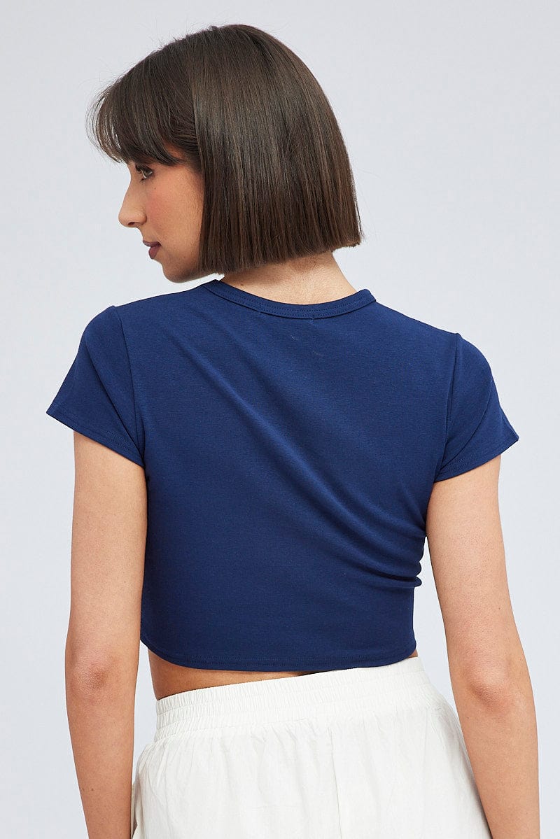 Blue Baby Tee Short Sleeve Crop Graphic - Image 5