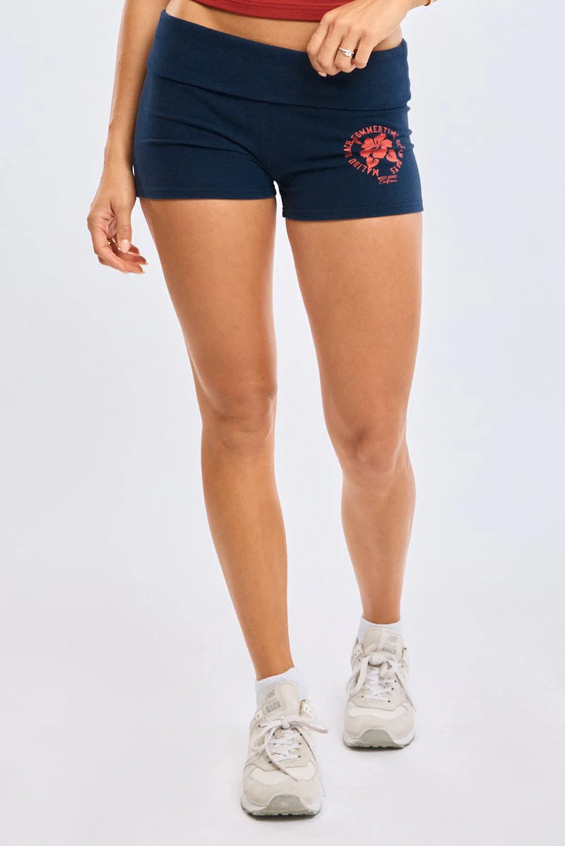 Blue Biker Shorts Folded Waist - Image 2