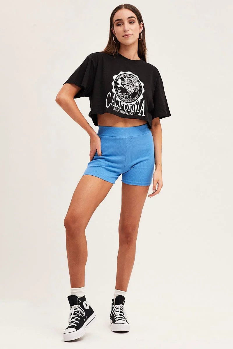 Blue Biker Shorts High Rise - Image 3