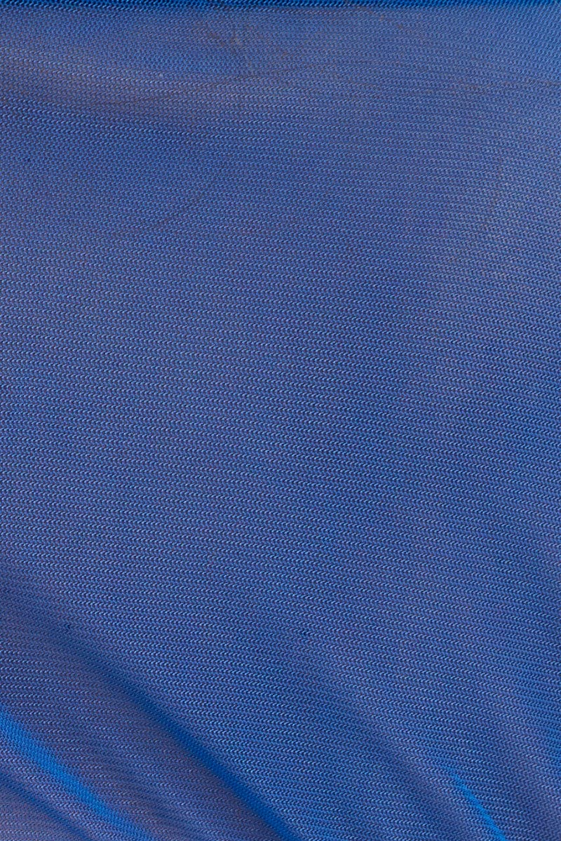 Blue Bodysuit Long Sleeve Square Neck Mesh Lined - Image 6