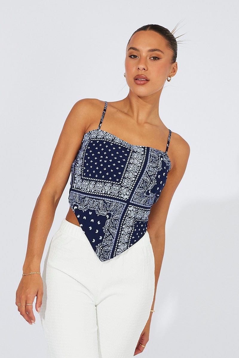 Blue Boho Scarf Top - Image 3