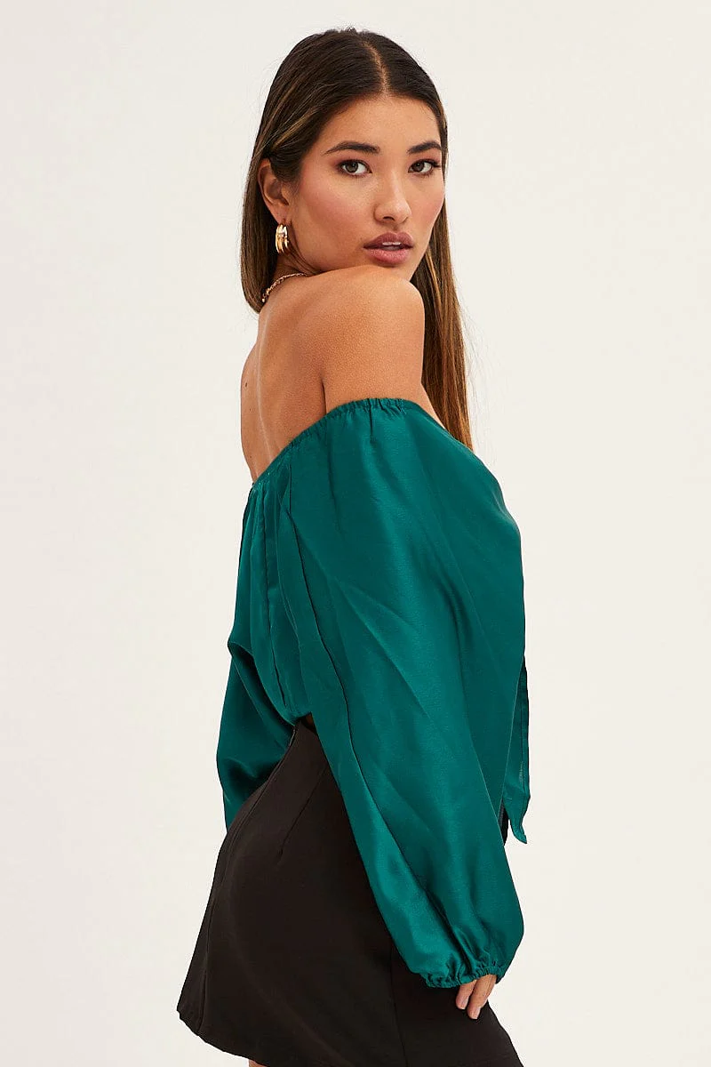 Blue Bolero 3/4 Sleeve Tie Front Crop Satin - Image 4