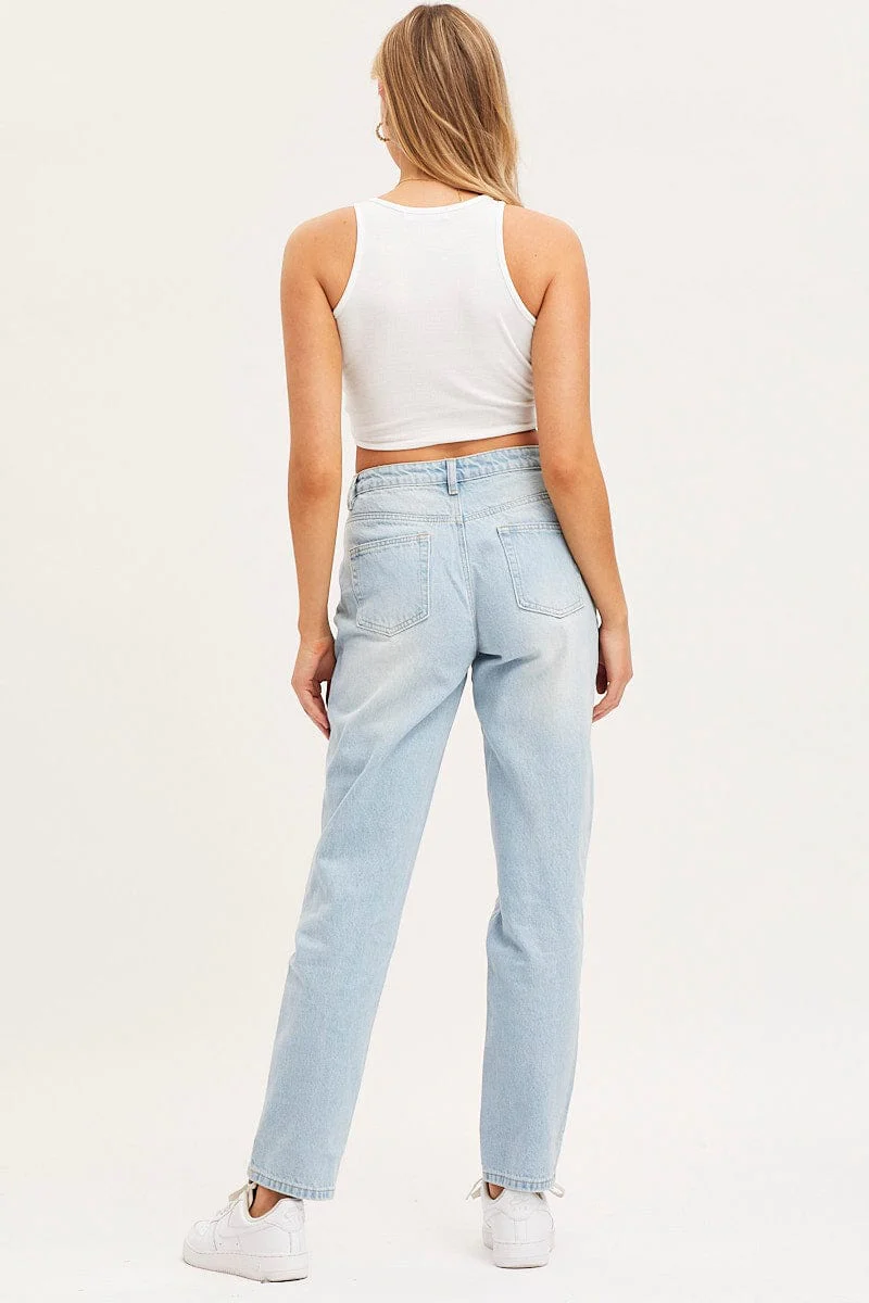 Blue Boyfriend Denim Jeans Mid Rise - Image 5