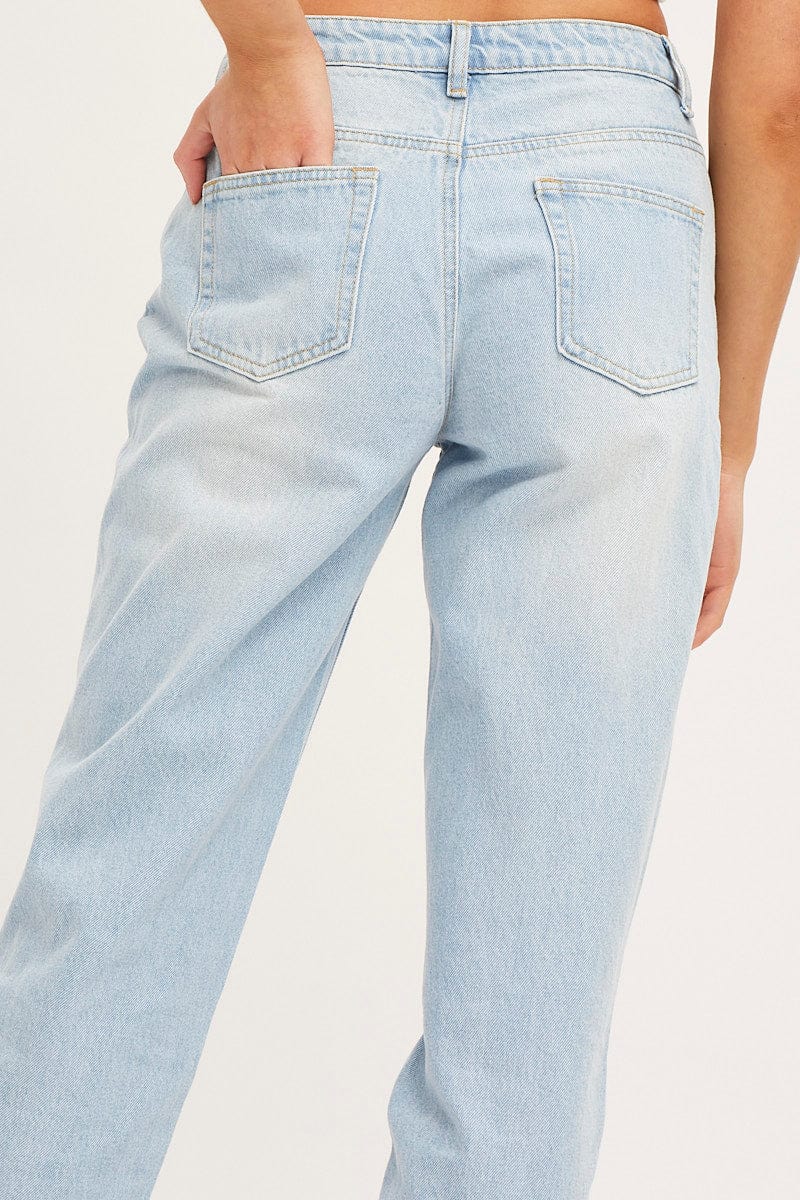 Blue Boyfriend Denim Jeans Mid Rise - Image 6