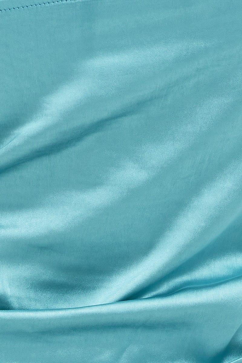 Blue Cami Top Sleeveless Cowl Neck Satin - Image 6