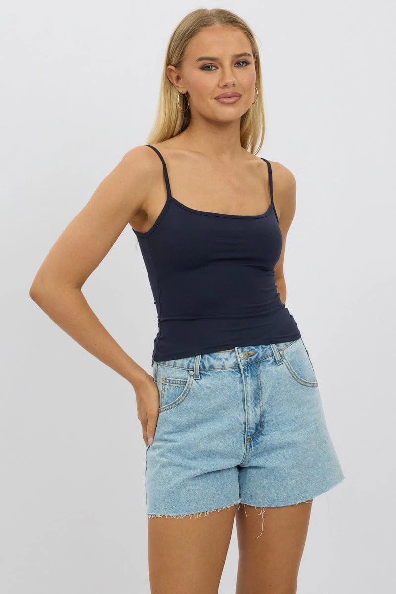 Blue Cami Top Thin Strap Supersoft - Image 3