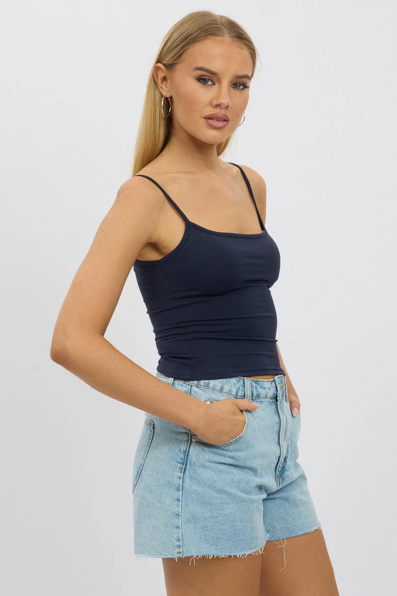 Blue Cami Top Thin Strap Supersoft - Image 4