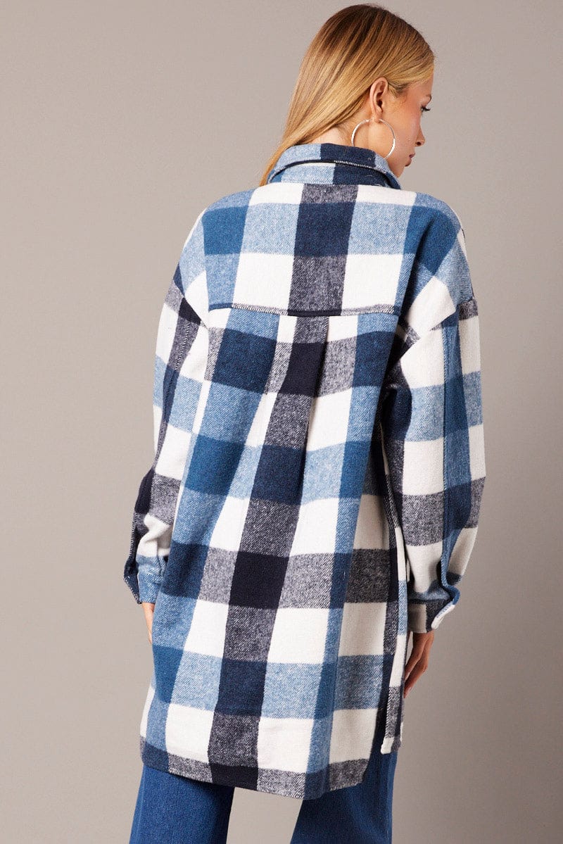 Blue Check Long Shacket - Image 5