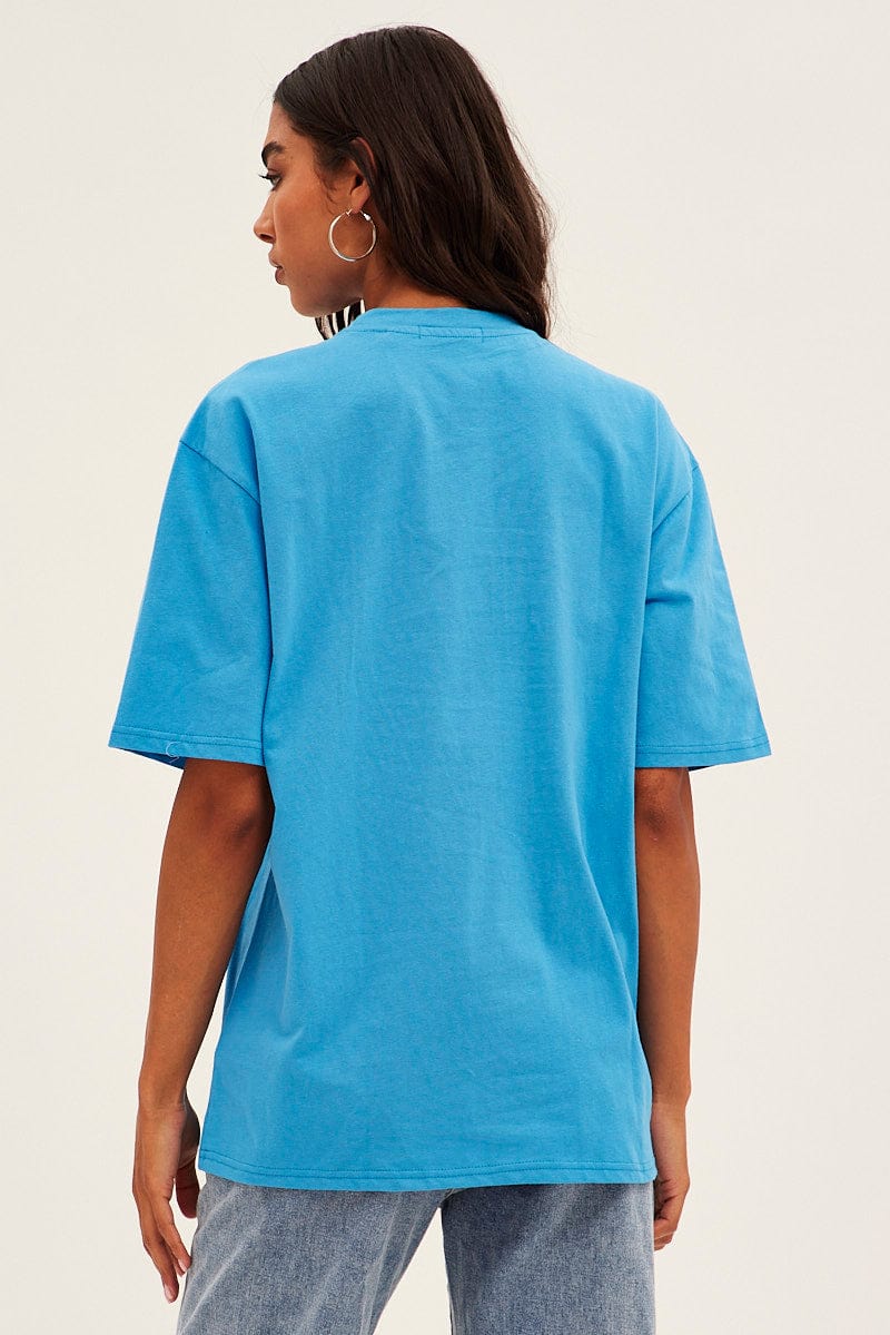 Blue Chicago Tee Short Sleeve Round Neck Embroidered - Image 5