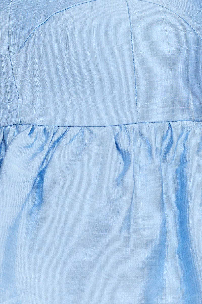 Blue Crop Top Short Sleeve Sweetheart - Image 6