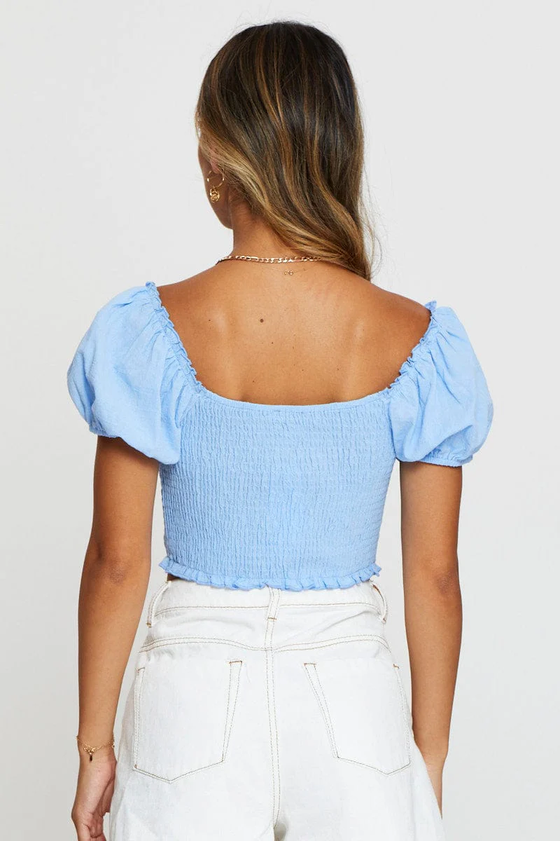 Blue Crop Top Short Sleeve - Image 5