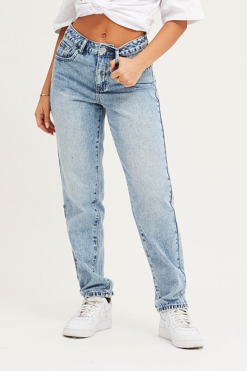 Blue Denim Jean High Rise Straight - Image 2