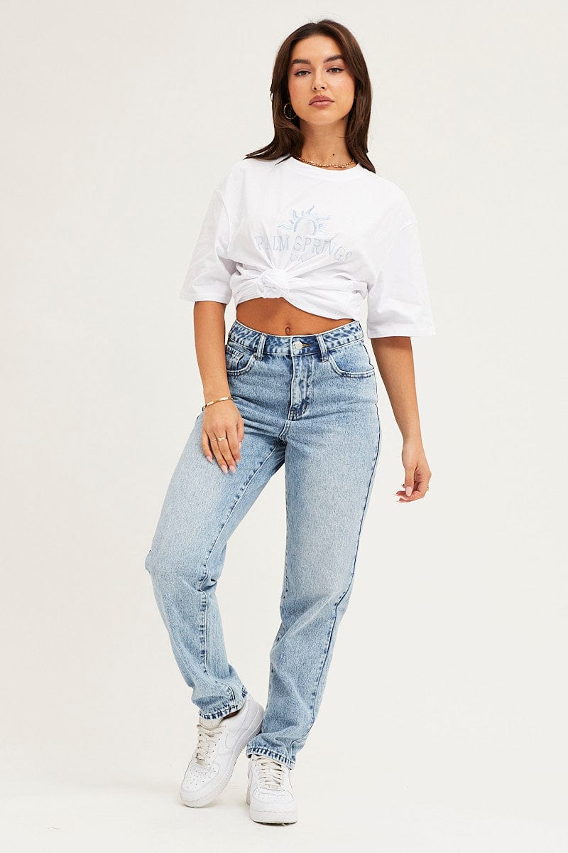 Blue Denim Jean High Rise Straight - Image 3