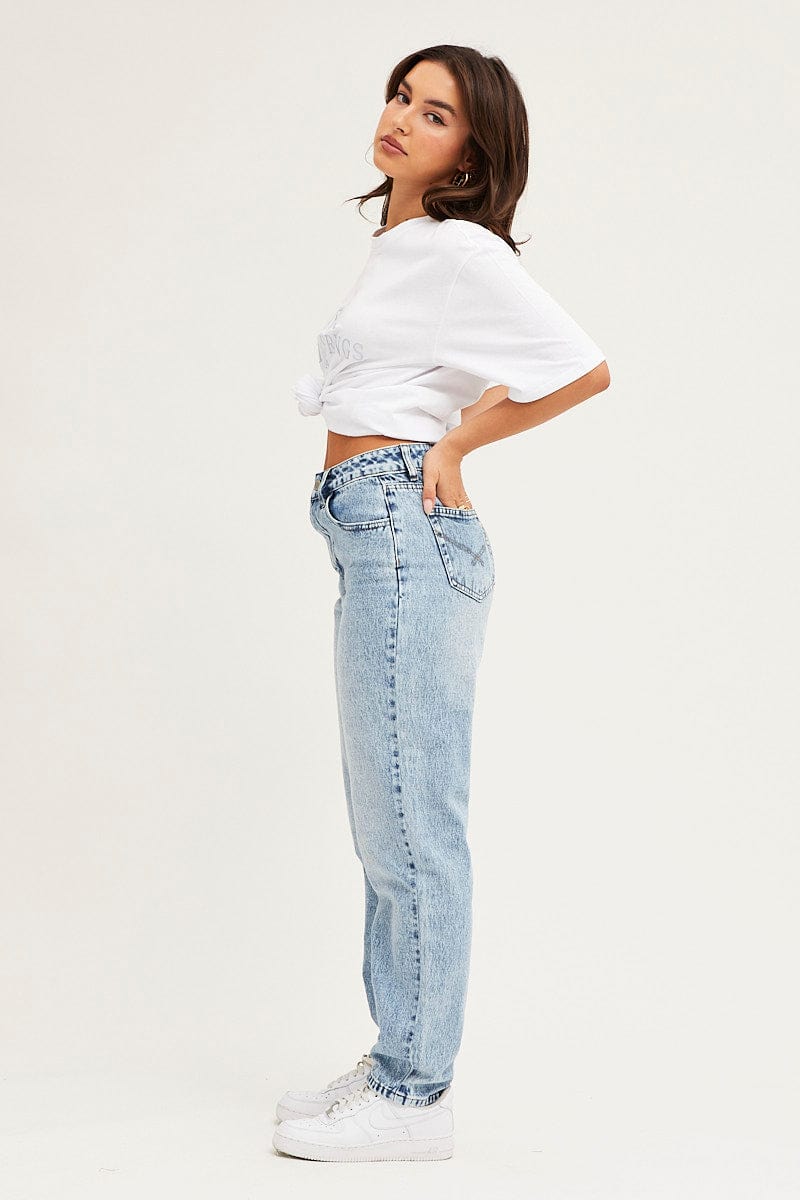 Blue Denim Jean High Rise Straight - Image 4