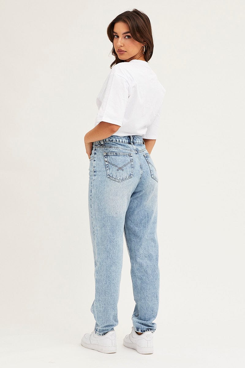 Blue Denim Jean High Rise Straight - Image 5