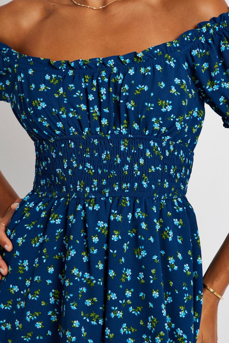 Blue Ditsy Ruffle Playsuit Short Sleeve - Image 6