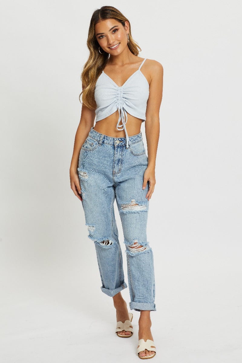 Blue Drawstring Ruched Cami - Image 4