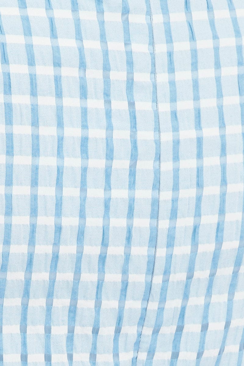 Blue Fit And Flare Dress Puff Sleeve Mini - Image 6