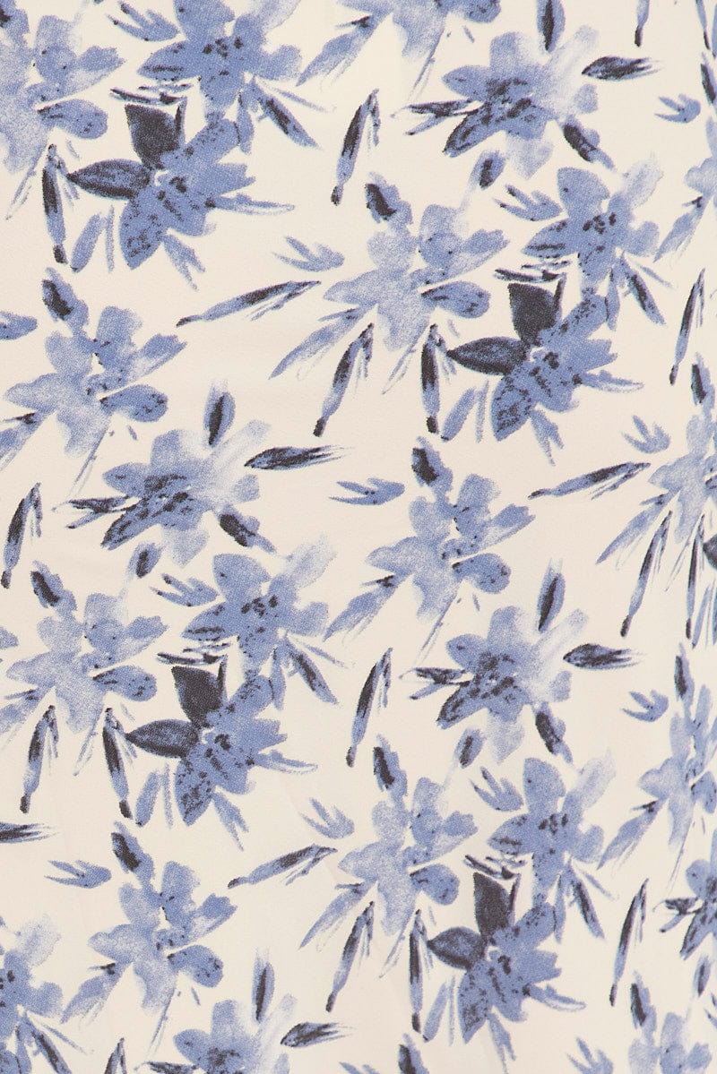 Blue Floral Midi Skirt Slip Floral Print - Image 6