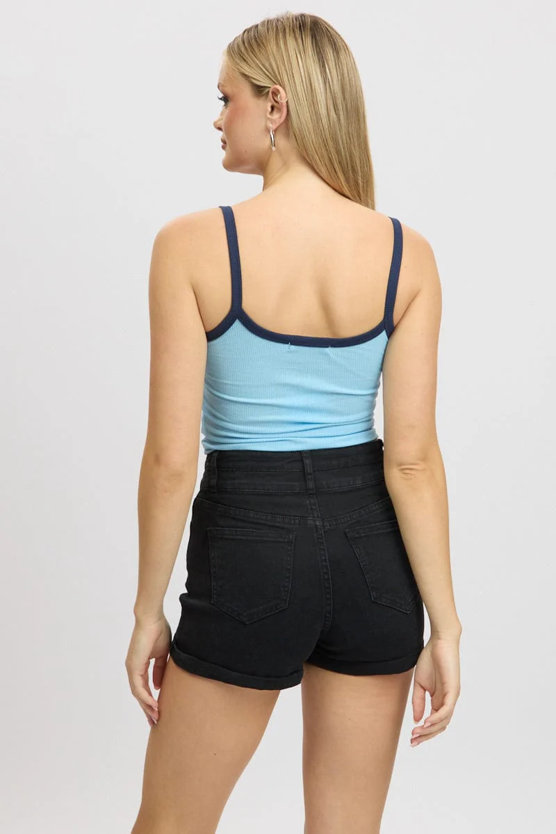 Blue Graphic Singlet Top - Image 5