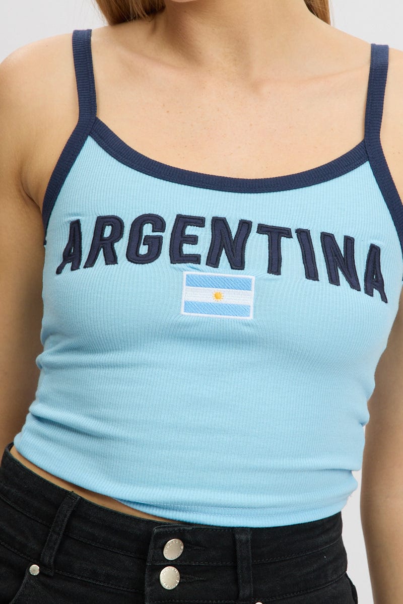 Blue Graphic Singlet Top - Image 6