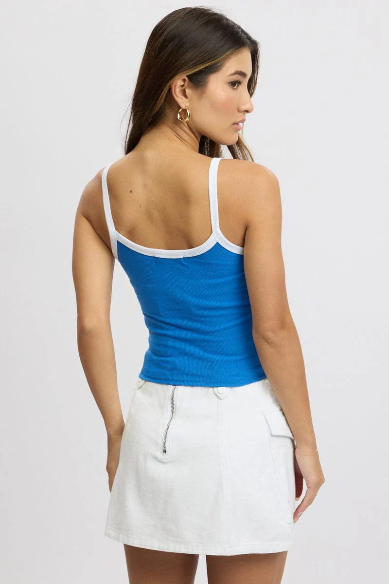Blue Graphic Singlet Top - Image 5