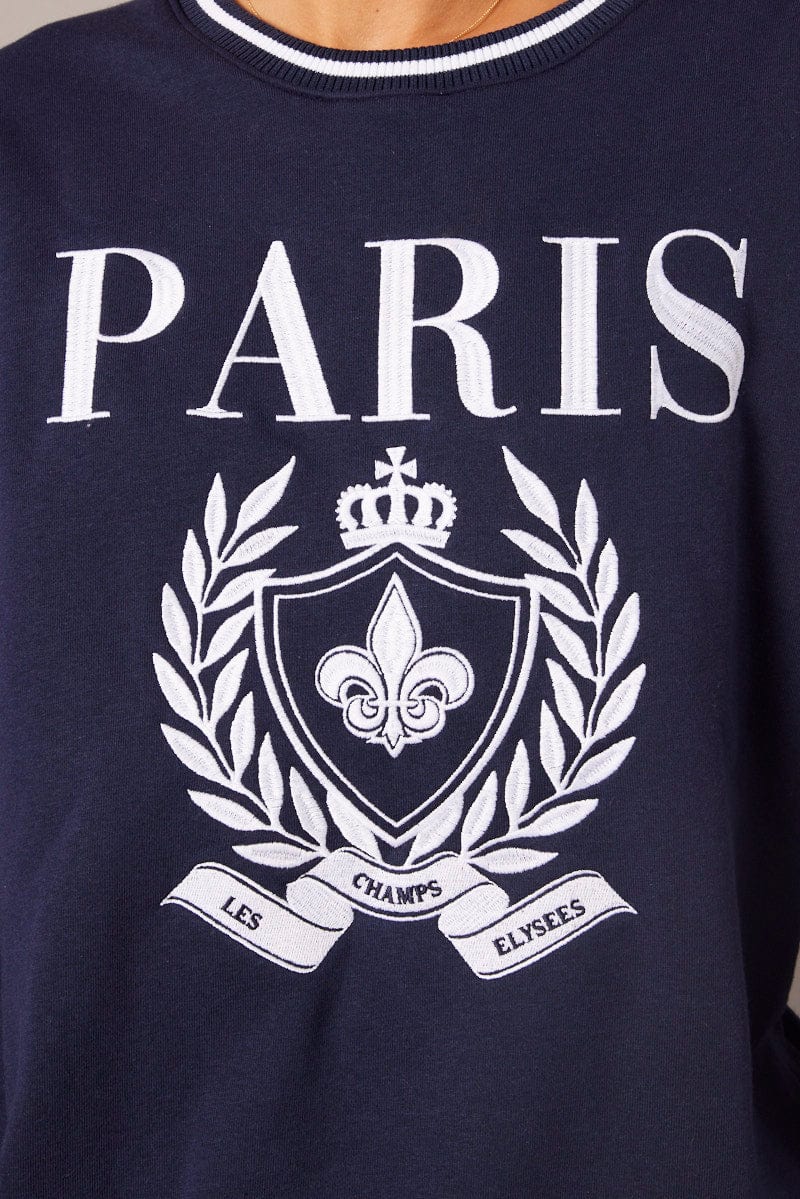 Blue Graphic Sweater Long Sleeve - Image 6