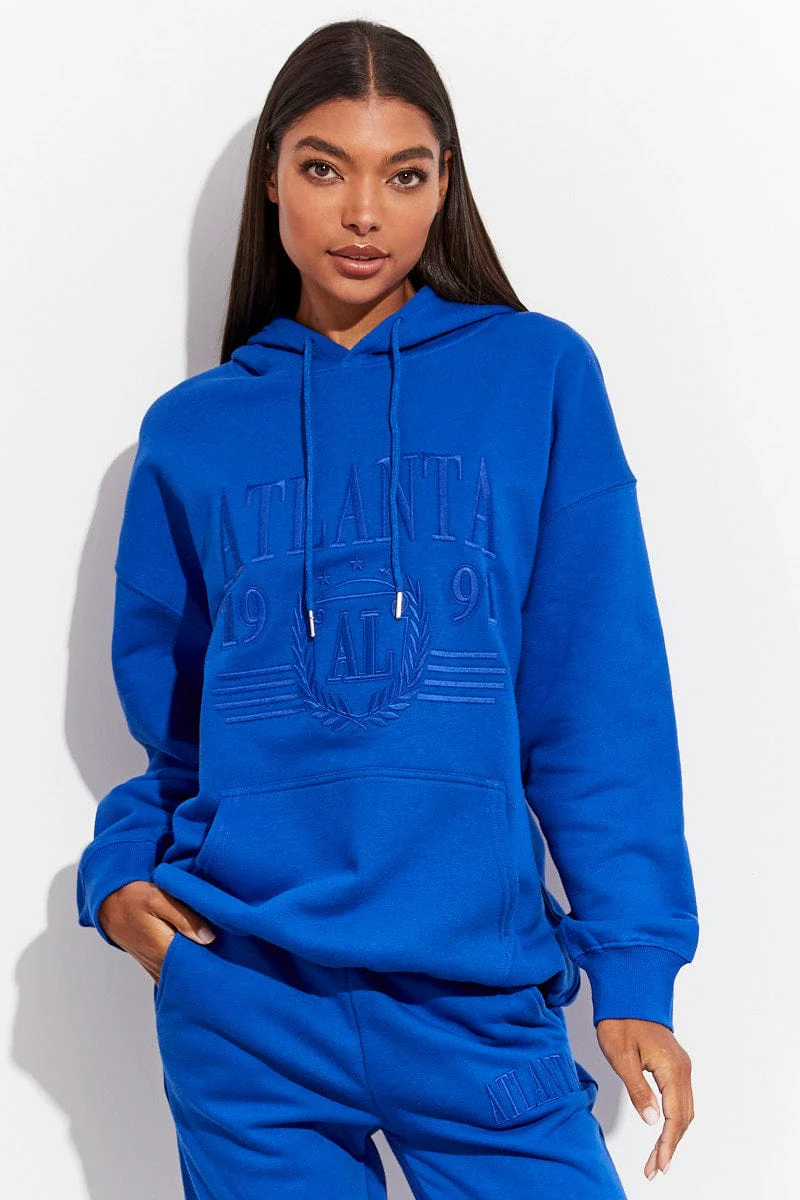 Blue Graphic Sweater Long Sleeves - Image 3