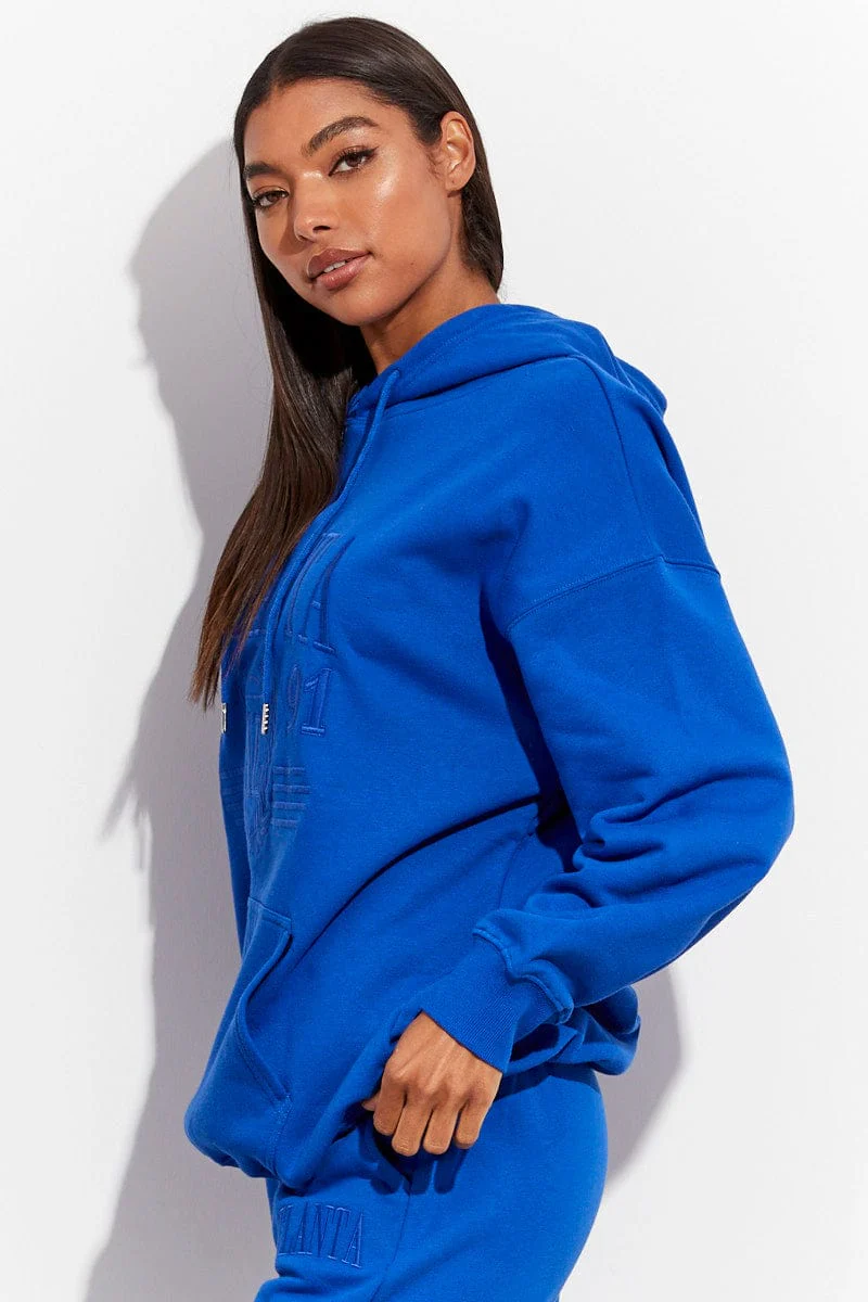 Blue Graphic Sweater Long Sleeves - Image 4