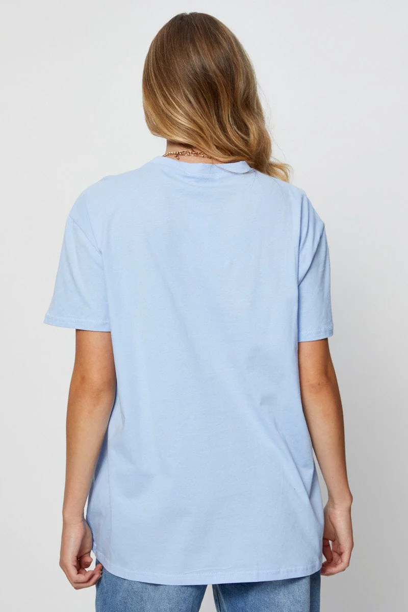 Blue Graphic T Shirt Short Sleeve - Image 5