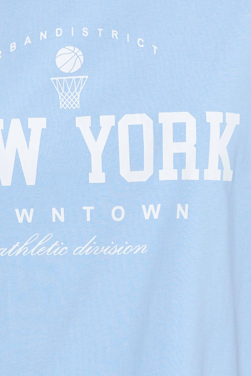 Blue Graphic T-Shirt Short Sleeve - Image 6