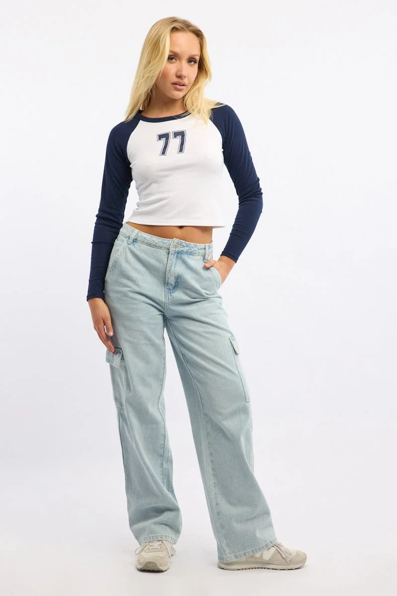 Blue Graphic Tee Long Sleeve - Image 2