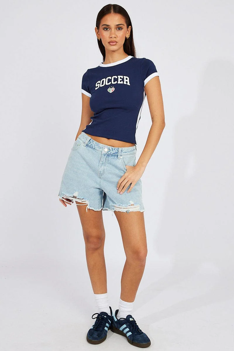 Blue Graphic Tee Short Sleeve - Image 3