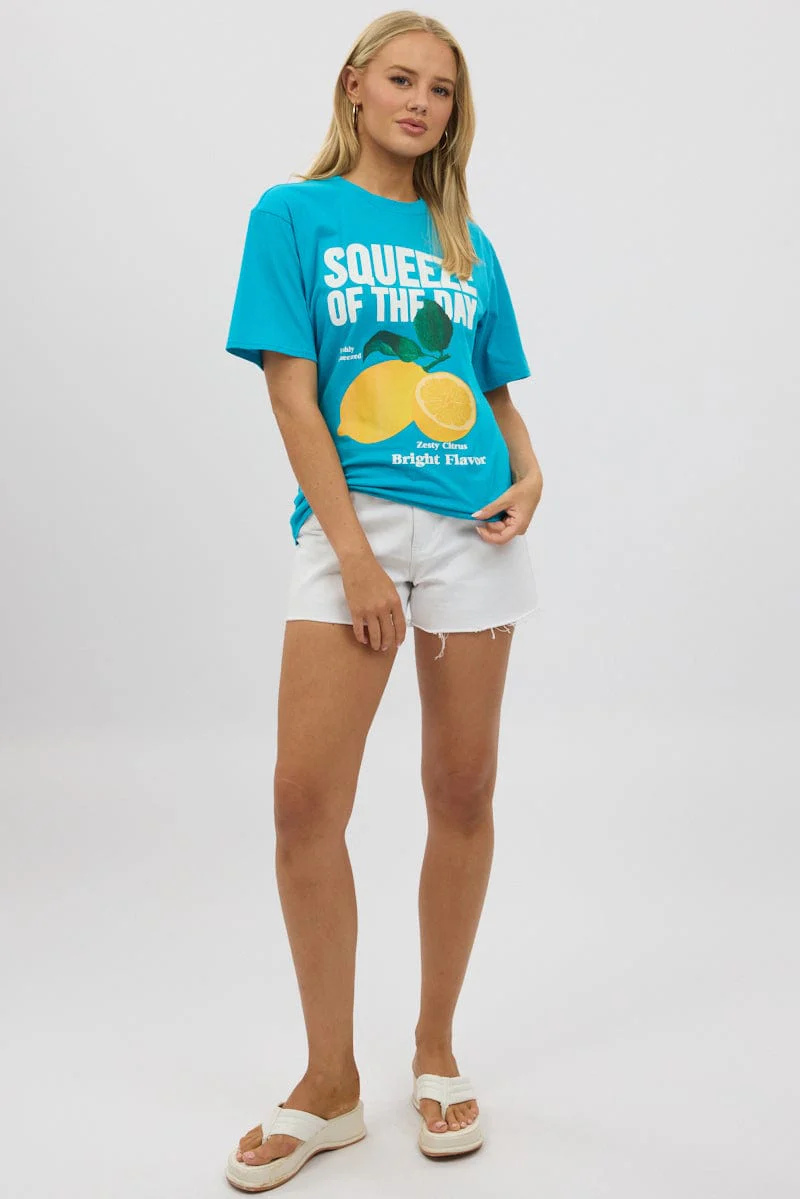 Blue Graphic Tee Short Sleeve - Image 2