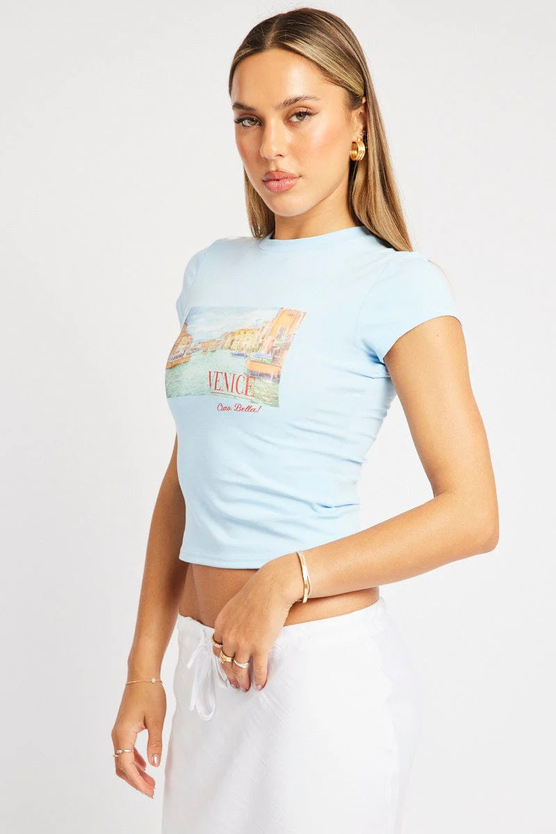 Blue Graphic Tee Short Sleeve - Image 4