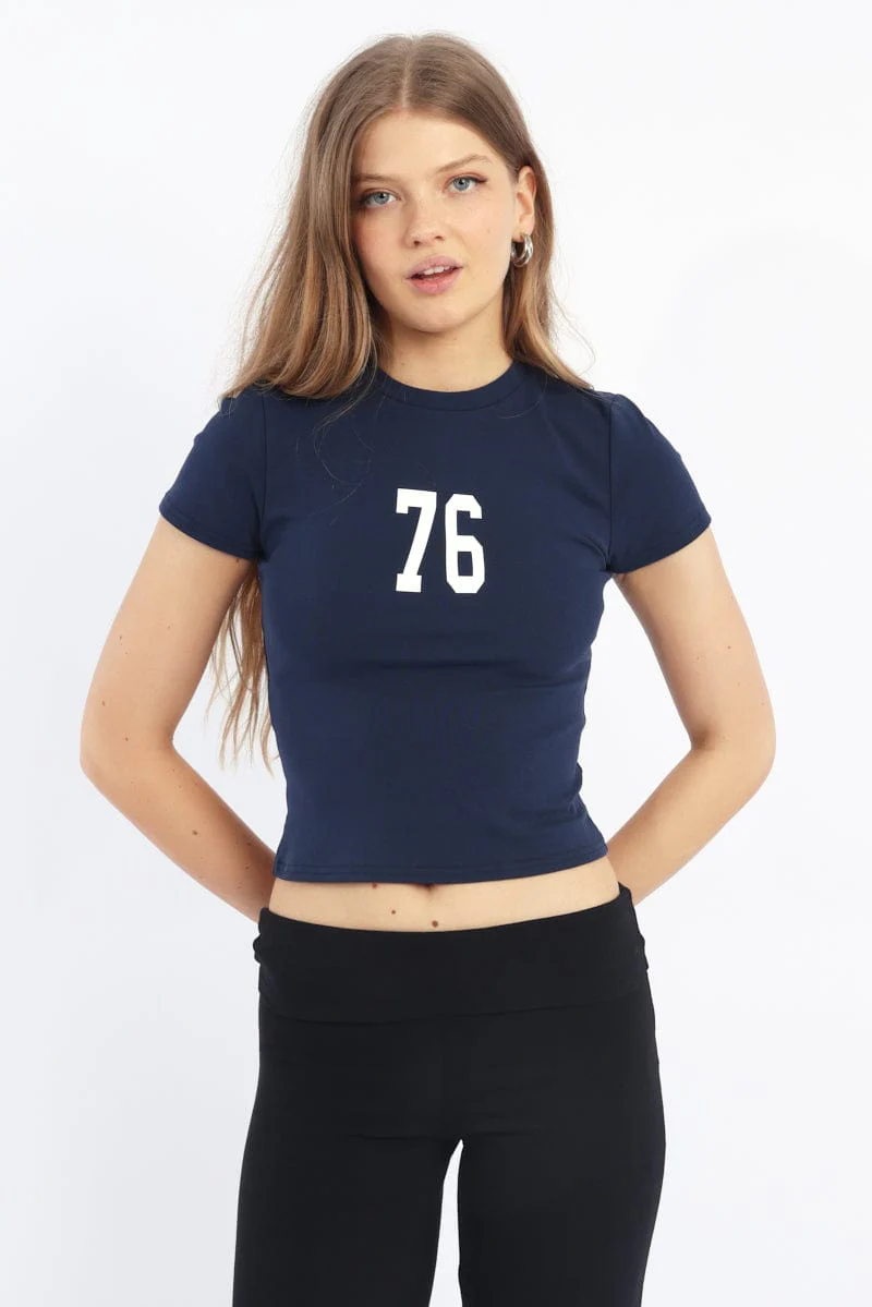 Blue Graphic Tee Short Sleeve