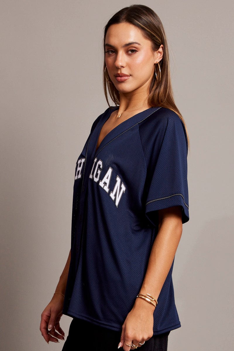 Blue Graphic Top Oversized Short Sleeve - Image 4
