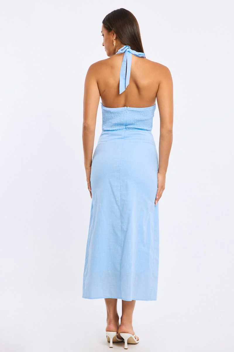 Blue Halter Maxi Dress - Image 4